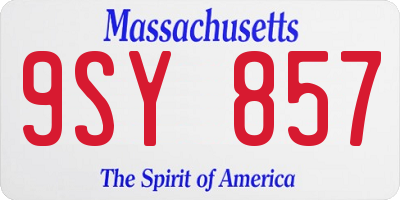 MA license plate 9SY857
