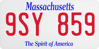 MA license plate 9SY859