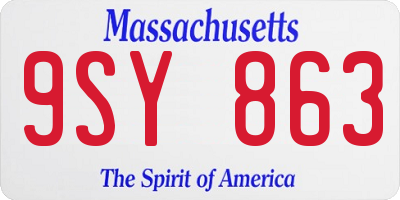 MA license plate 9SY863