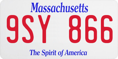 MA license plate 9SY866