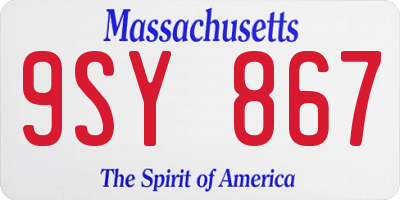 MA license plate 9SY867