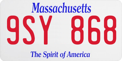 MA license plate 9SY868