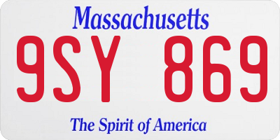 MA license plate 9SY869
