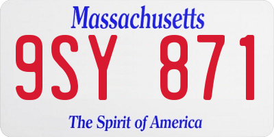 MA license plate 9SY871