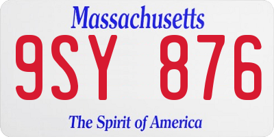 MA license plate 9SY876