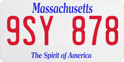 MA license plate 9SY878