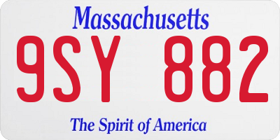 MA license plate 9SY882
