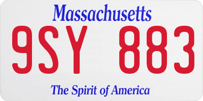 MA license plate 9SY883