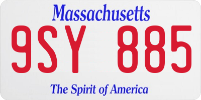 MA license plate 9SY885