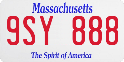 MA license plate 9SY888