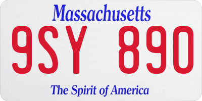 MA license plate 9SY890