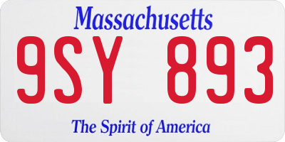 MA license plate 9SY893