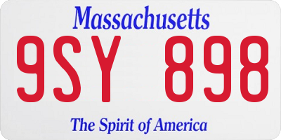 MA license plate 9SY898
