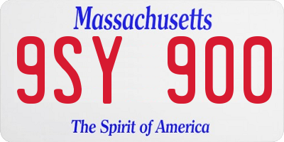 MA license plate 9SY900