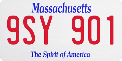 MA license plate 9SY901