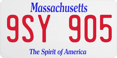 MA license plate 9SY905