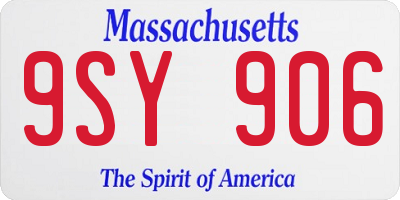 MA license plate 9SY906