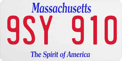 MA license plate 9SY910