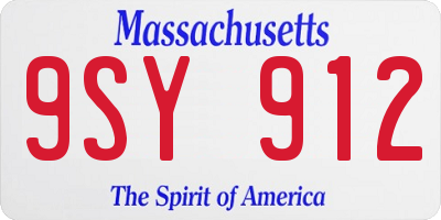 MA license plate 9SY912