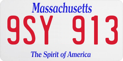MA license plate 9SY913