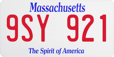 MA license plate 9SY921
