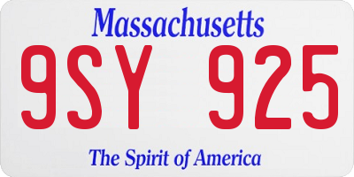 MA license plate 9SY925