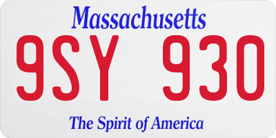 MA license plate 9SY930