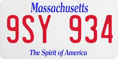 MA license plate 9SY934