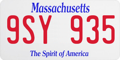 MA license plate 9SY935