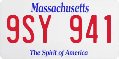 MA license plate 9SY941