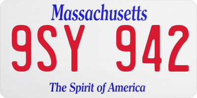 MA license plate 9SY942