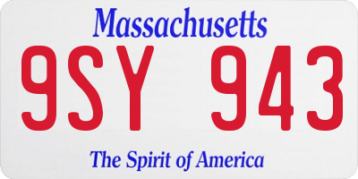 MA license plate 9SY943