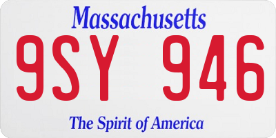 MA license plate 9SY946