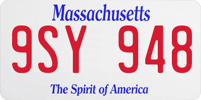 MA license plate 9SY948