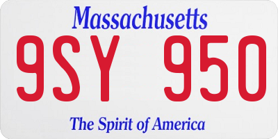 MA license plate 9SY950