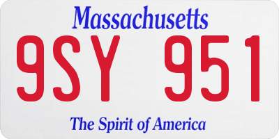 MA license plate 9SY951