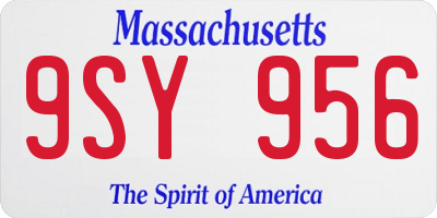 MA license plate 9SY956