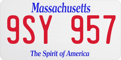 MA license plate 9SY957