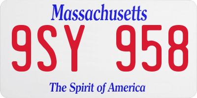 MA license plate 9SY958