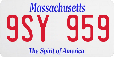 MA license plate 9SY959