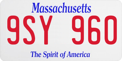 MA license plate 9SY960