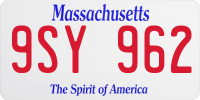 MA license plate 9SY962
