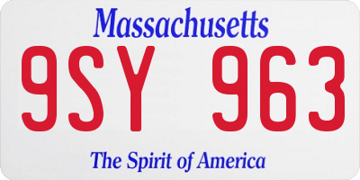 MA license plate 9SY963