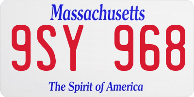 MA license plate 9SY968