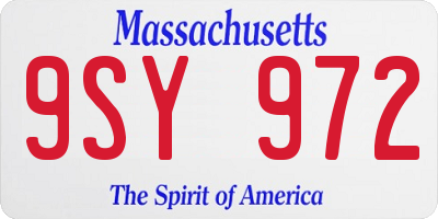 MA license plate 9SY972