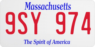 MA license plate 9SY974
