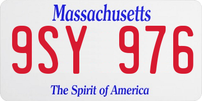 MA license plate 9SY976