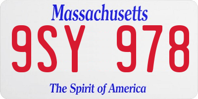 MA license plate 9SY978