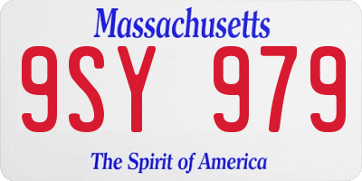 MA license plate 9SY979