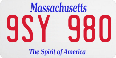MA license plate 9SY980